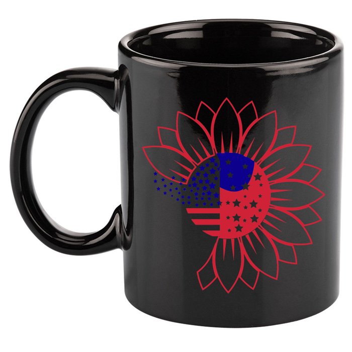 Cute USA Sunflower Flag 11oz C Handle Ceramic Mug