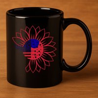 Cute USA Sunflower Flag 11oz C Handle Ceramic Mug