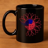 Cute USA Sunflower Flag 11oz C Handle Ceramic Mug