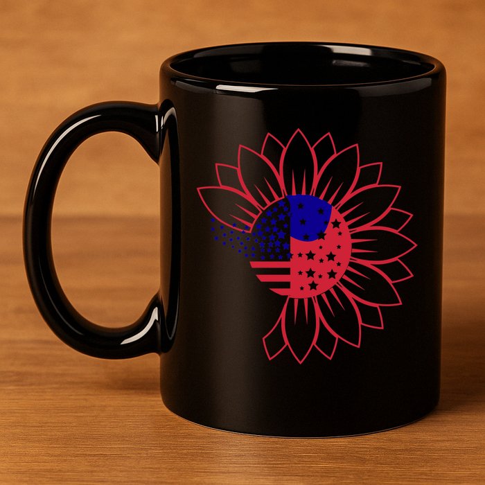 Cute USA Sunflower Flag 11oz C Handle Ceramic Mug