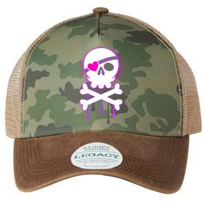 Cute Valentine Skull Eye Patch  Legacy Tie Dye Trucker Hat