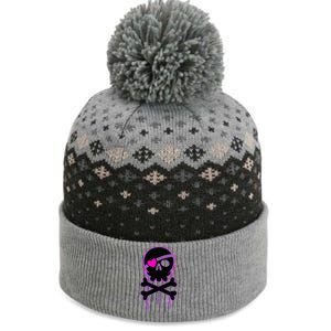 Cute Valentine Skull Eye Patch  The Baniff Cuffed Pom Beanie