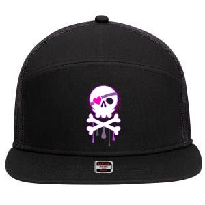 Cute Valentine Skull Eye Patch  7 Panel Mesh Trucker Snapback Hat