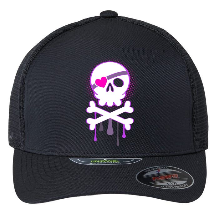 Cute Valentine Skull Eye Patch  Flexfit Unipanel Trucker Cap