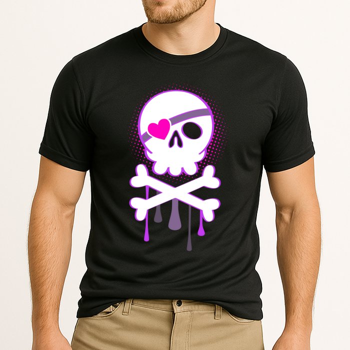 Cute Valentine Skull Eye Patch  Cooling Performance Crew T-Shirt