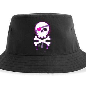 Cute Valentine Skull Eye Patch  Sustainable Bucket Hat