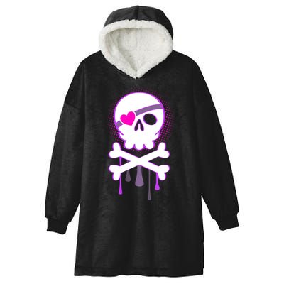 Cute Valentine Skull Eye Patch  Hooded Wearable Blanket