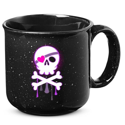 Cute Valentine Skull Eye Patch  15oz Campfire Ceramic Mug