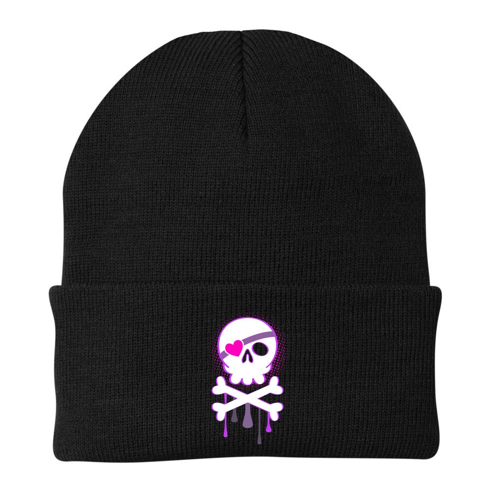 Cute Valentine Skull Eye Patch  Beanie