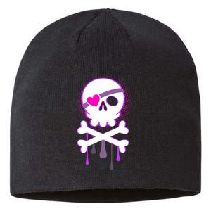 Cute Valentine Skull Eye Patch  Sustainable Beanie