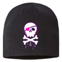 Cute Valentine Skull Eye Patch  Sustainable Beanie