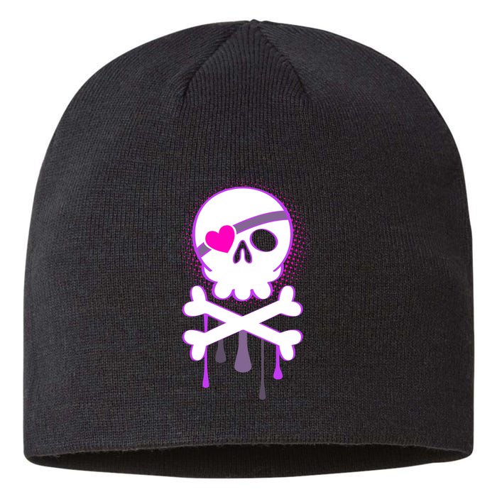 Cute Valentine Skull Eye Patch  Sustainable Beanie