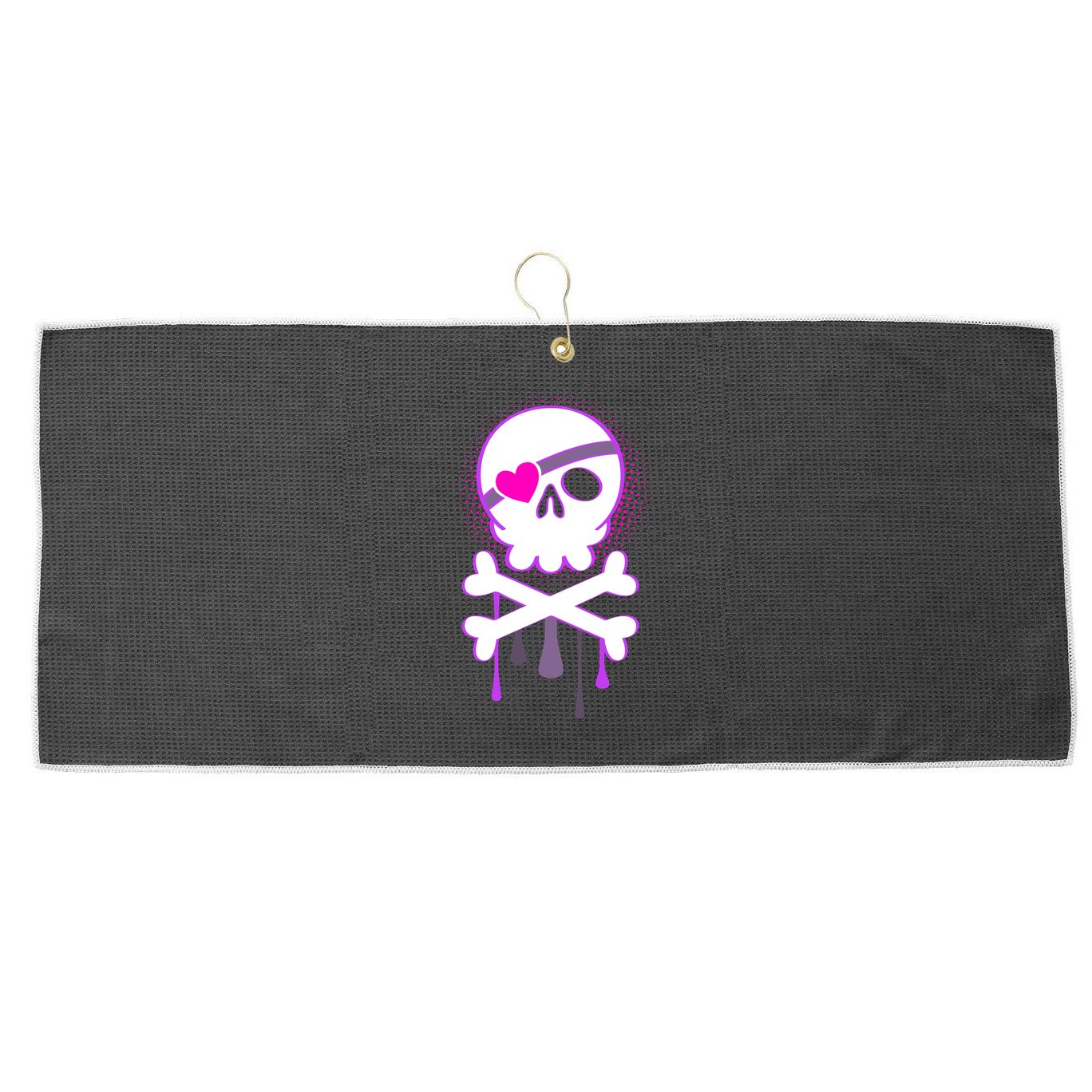 Cute Valentine Skull Eye Patch  Large Microfiber Waffle Golf Towel