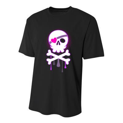Cute Valentine Skull Eye Patch  Youth Performance Sprint T-Shirt