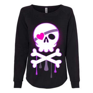 Cute Valentine Skull Eye Patch  Womens California Wash Sweatshirt