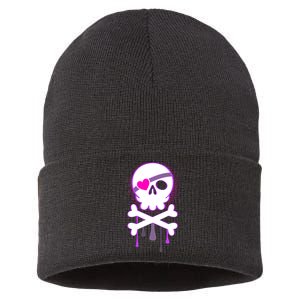 Cute Valentine Skull Eye Patch  Sustainable Knit Beanie