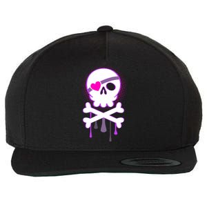 Cute Valentine Skull Eye Patch  Wool Snapback Cap