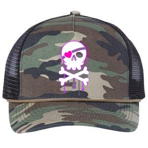 Cute Valentine Skull Eye Patch  Retro Rope Trucker Hat Cap