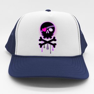 Cute Valentine Skull Eye Patch  Trucker Hat