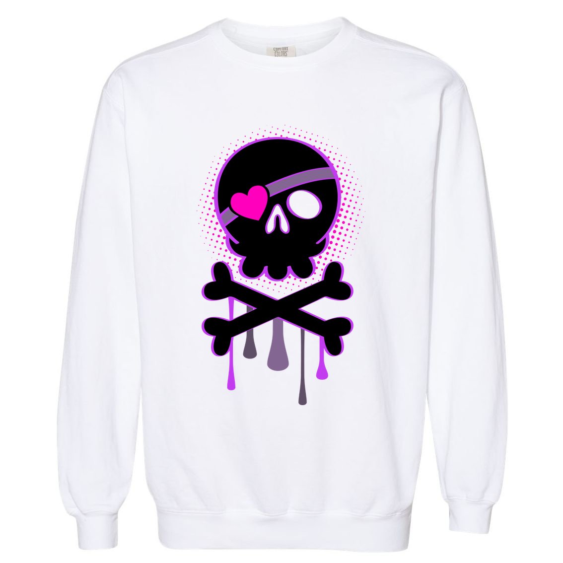 Cute Valentine Skull Eye Patch  Garment-Dyed Sweatshirt