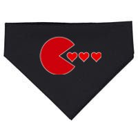 Cute Valentines Day Gamer Hear Retro USA-Made Doggie Bandana