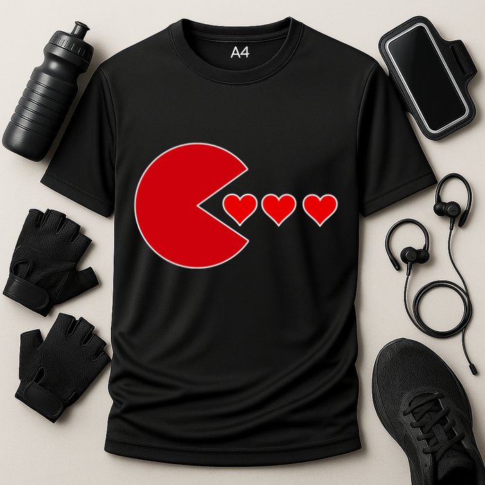 Cute Valentines Day Gamer Hear Retro Cooling Performance Crew T-Shirt