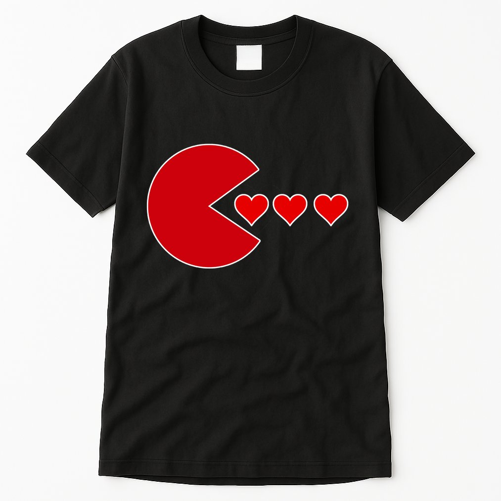 Cute Valentines Day Gamer Hear Retro Tall T-Shirt