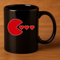 Cute Valentines Day Gamer Hear Retro 11oz C Handle Ceramic Mug