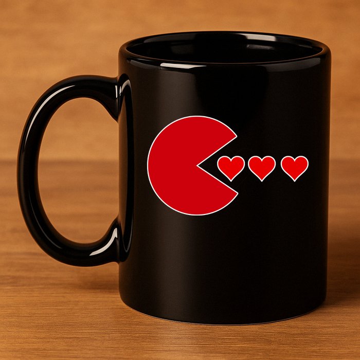 Cute Valentines Day Gamer Hear Retro 11oz C Handle Ceramic Mug