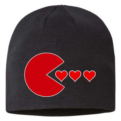 Cute Valentines Day Gamer Hear Retro Sustainable Beanie