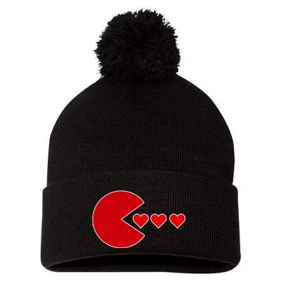 Cute Valentines Day Gamer Hear Retro Pom Pom 12in Knit Beanie