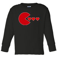 Cute Valentines Day Gamer Hear Retro Toddler Long Sleeve Shirt