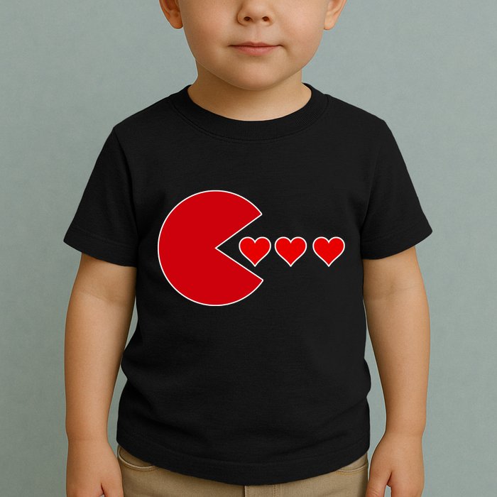 Cute Valentines Day Gamer Hear Retro Toddler T-Shirt