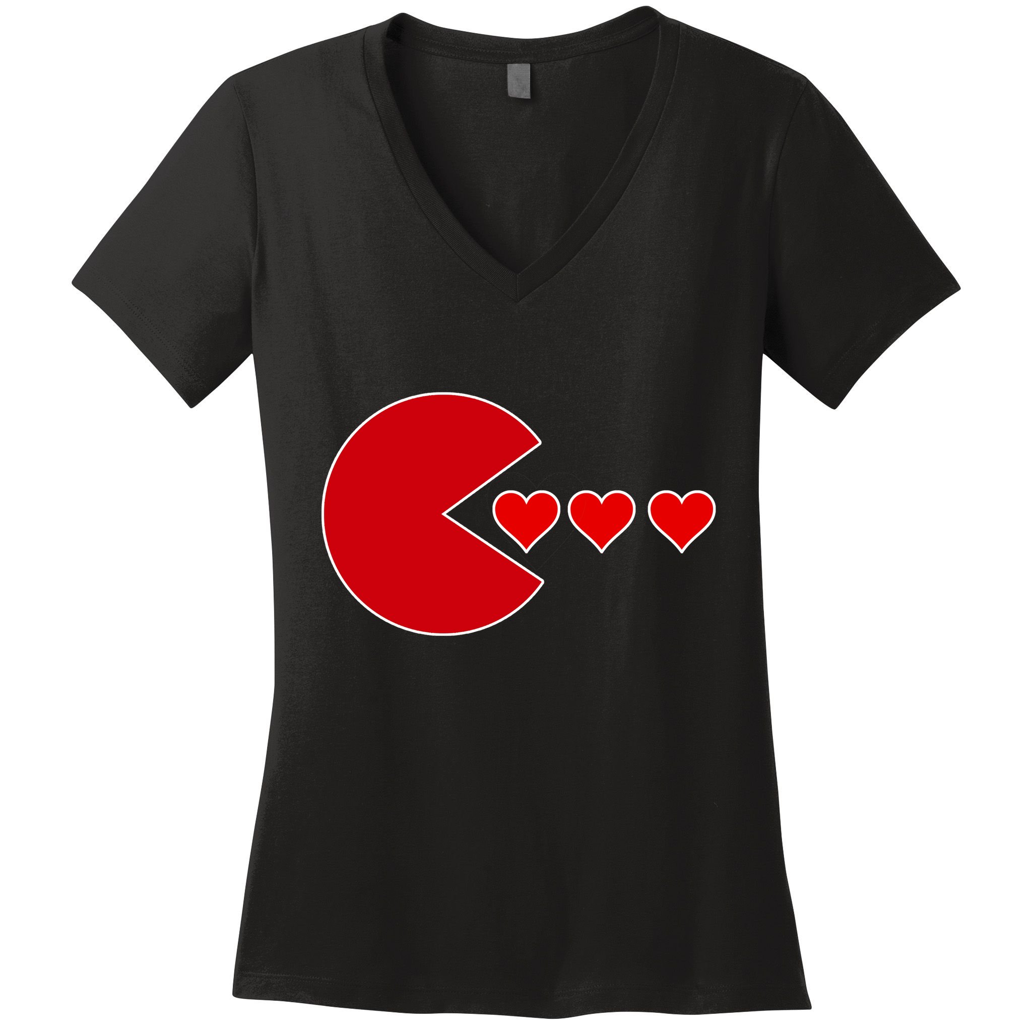 Cute Valentines Day Gamer Hear Retro Women's V-Neck T-Shirt