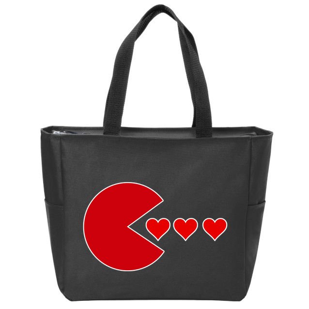 Cute Valentines Day Gamer Hear Retro Zip Tote Bag