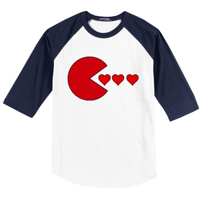 Cute Valentines Day Gamer Hear Retro Baseball Sleeve Shirt