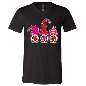 Cute Valentine's Day Gnomes V-Neck T-Shirt