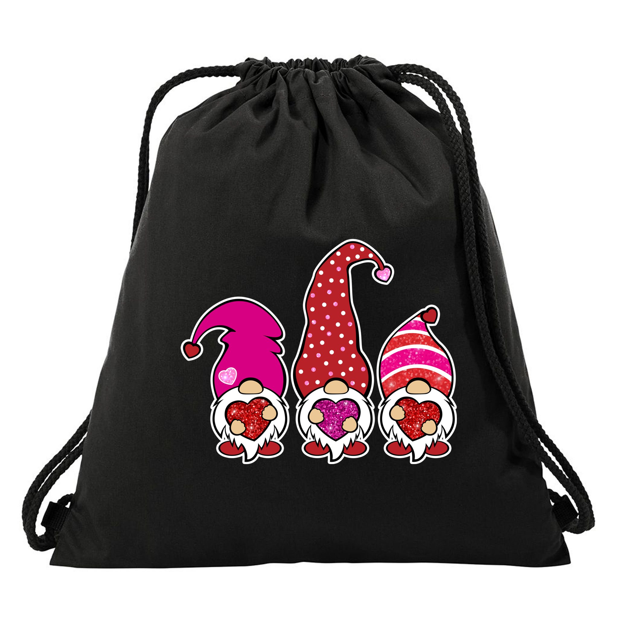 Cute Valentine's Day Gnomes Drawstring Bag