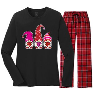 Cute Valentine's Day Gnomes Women's Long Sleeve Flannel Pajama Set 