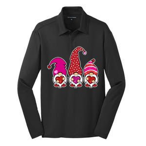 Cute Valentine's Day Gnomes Silk Touch Performance Long Sleeve Polo