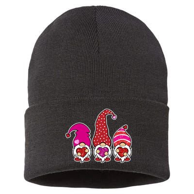 Cute Valentine's Day Gnomes Sustainable Knit Beanie