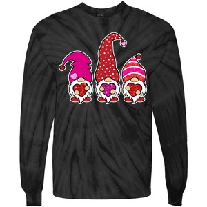 Cute Valentine's Day Gnomes Tie-Dye Long Sleeve Shirt