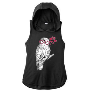 Cute Valentine's Day Heart Glasses Owl Love Ladies PosiCharge Tri-Blend Wicking Draft Hoodie Tank