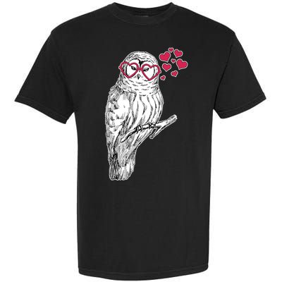 Cute Valentine's Day Heart Glasses Owl Love Garment-Dyed Heavyweight T-Shirt