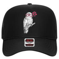 Cute Valentine's Day Heart Glasses Owl Love High Crown Mesh Back Trucker Hat