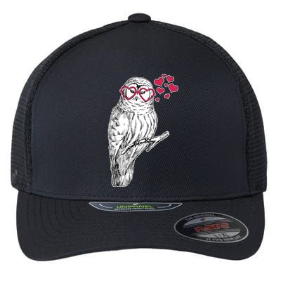 Cute Valentine's Day Heart Glasses Owl Love Flexfit Unipanel Trucker Cap