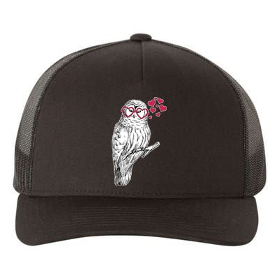 Cute Valentine's Day Heart Glasses Owl Love Yupoong Adult 5-Panel Trucker Hat