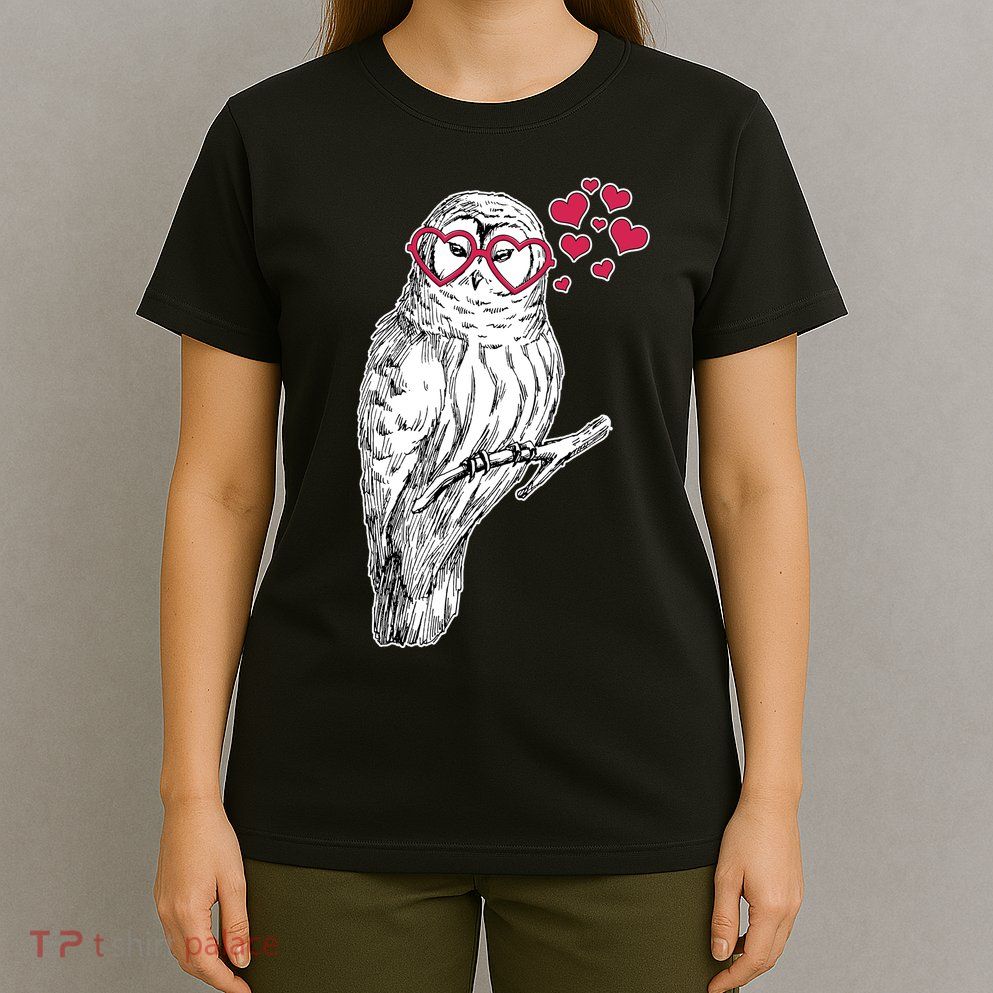 Cute Valentine's Day Heart Glasses Owl Love T-Shirt