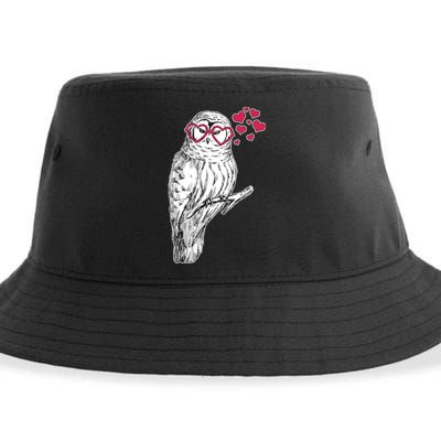 Cute Valentine's Day Heart Glasses Owl Love Sustainable Bucket Hat