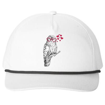 Cute Valentine's Day Heart Glasses Owl Love Snapback Five-Panel Rope Hat